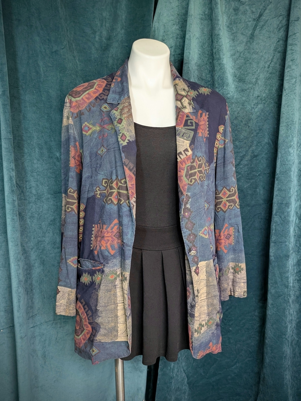 90s Boho Western Pattern Oversized Blazer